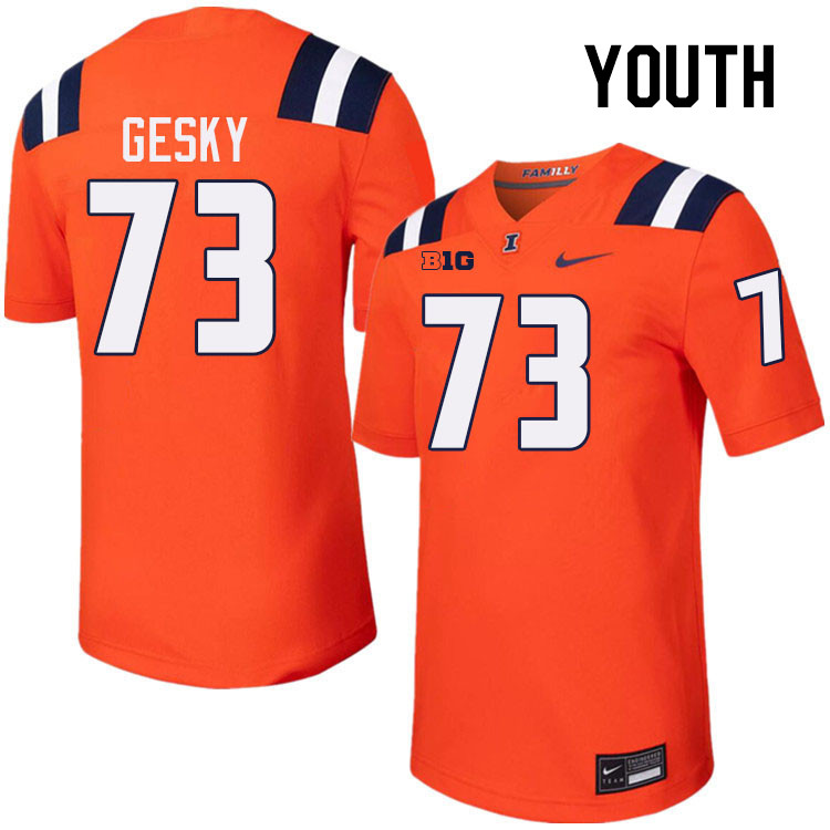 Youth #73 Josh Gesky Illinois Fighting Illini College Football Jerseys Stitched-Orange